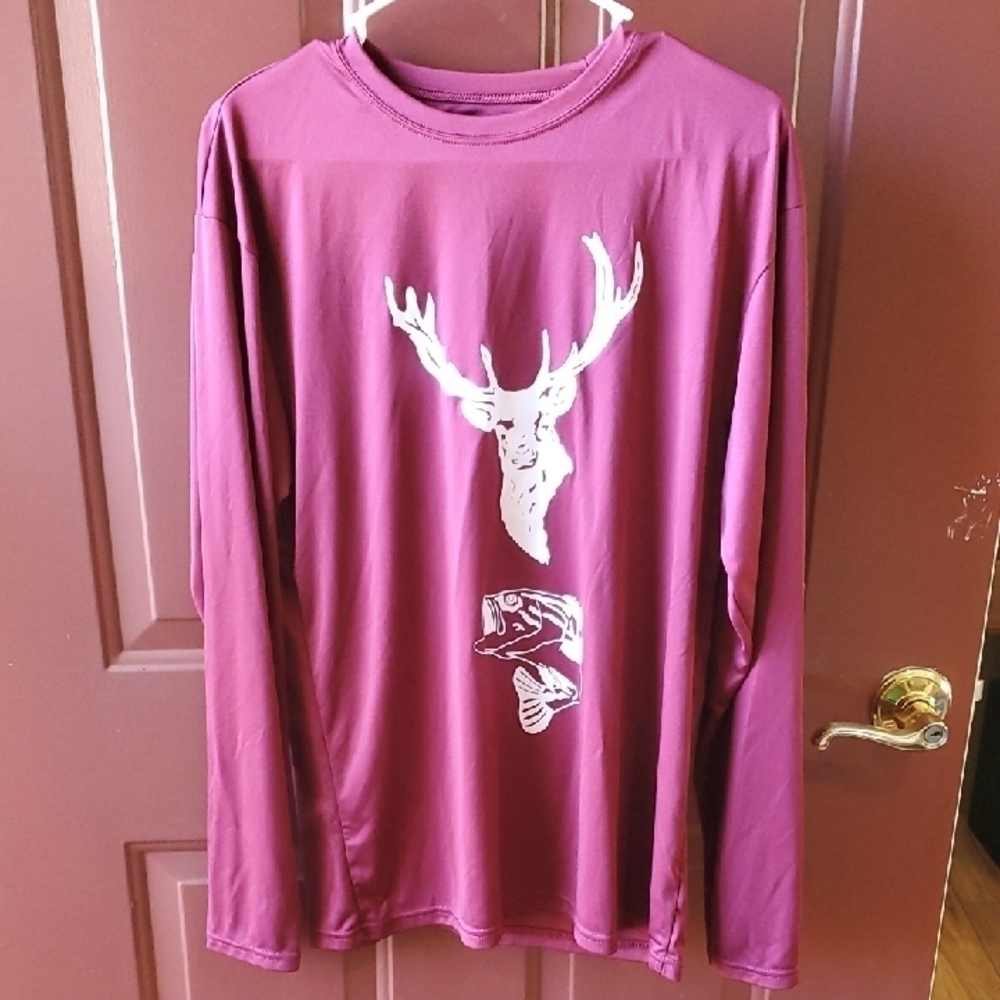 Dead Fish Maroon Deer Graphic Jersey Medium